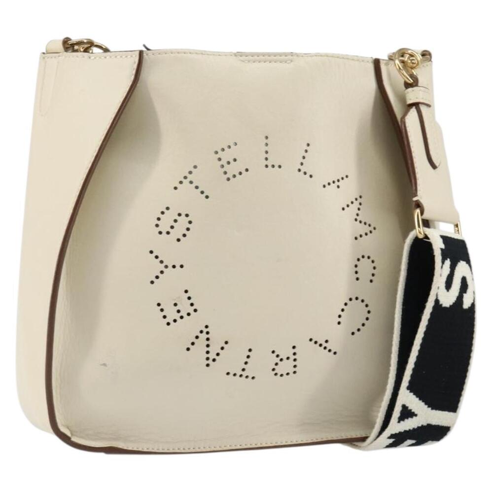 Stella MacCartney Shoulder Bag Leather Beige gold Auth BA8213